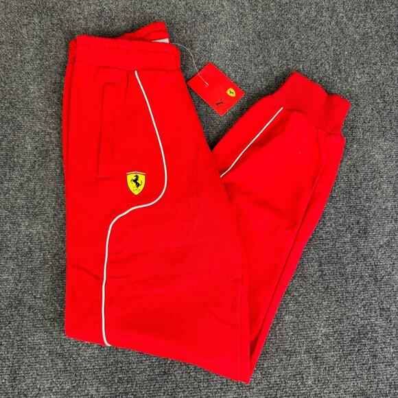 PUMA Scuderia Ferrari Race Sweatpants Red Mens Small Rosso Corsa 538165-02 NWT - Picture 5 of 9